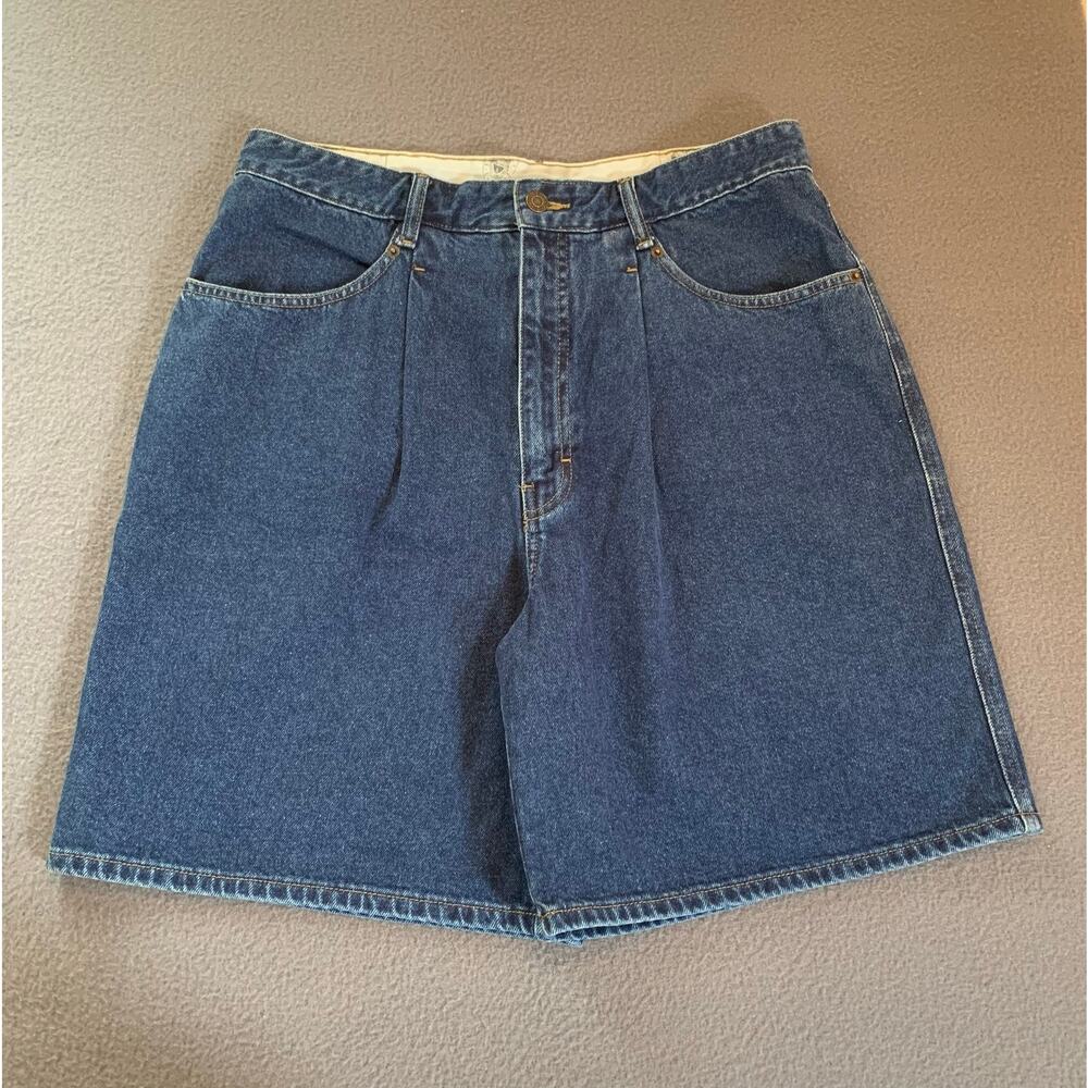 NOS Vintage 80s Brittania Baggy Fit Pleated Denim Shorts Size 16 100% Cotton